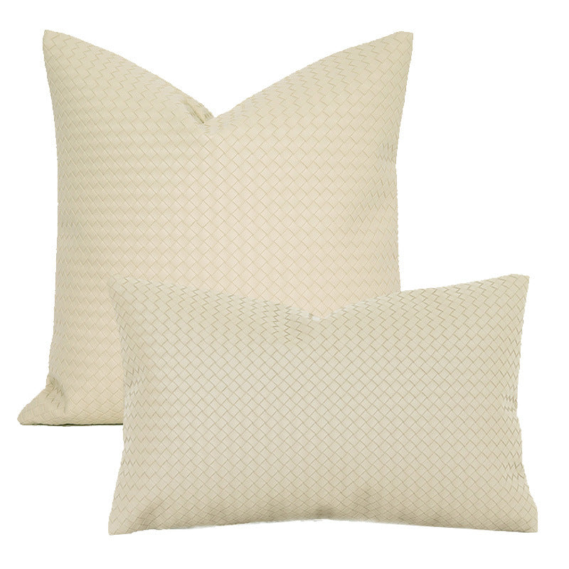 Woven Leather Throw Pillow Cover