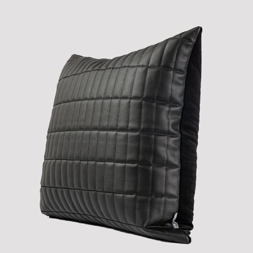 Black Leather Throw Pillow